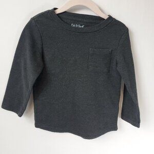 Cat & Jack Boys Grey Ottoman Knit Long Slv Tee Sz 2T